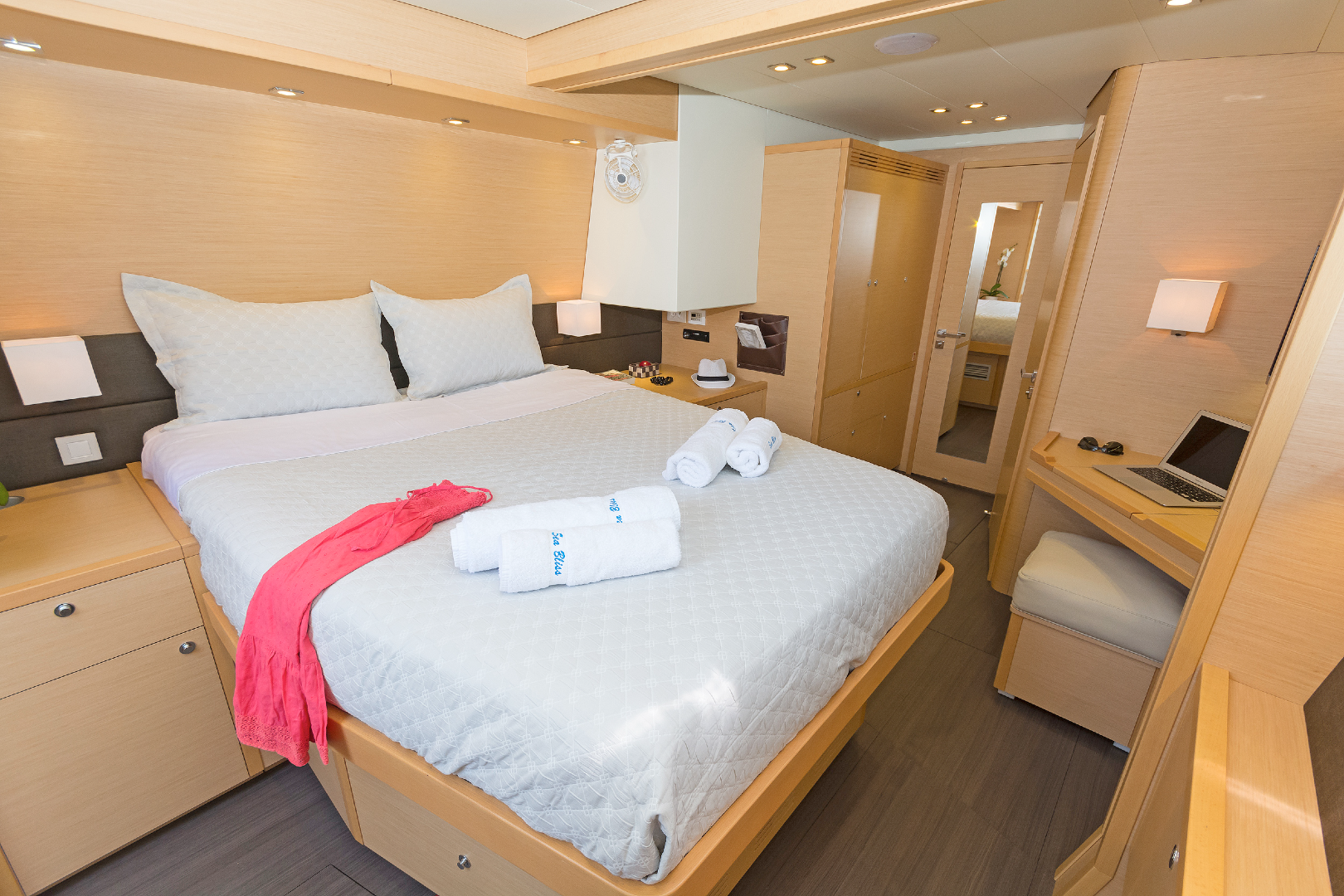 sailing-catamaran-Sea Bliss-bedroom- bathroom